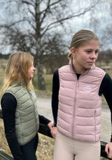 TEAM VEST - Ridväst i Dun för juniorryttare puderrosa & gröngrå