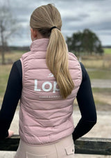 TEAM VEST - Ridväst i Dun för juniorryttare puderrosa & gröngrå