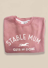 Stable mum gets shit done college sweater lope.se. soft and wam in peachy pink