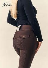 ridbyxor dam . flow bruna ridbyxor för dam med knappar i guld