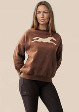 HORSE CREW Oversize Sweatshirt, Brun på modell