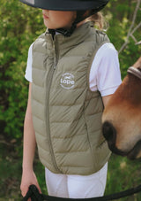 TEAM VEST - Ridväst i Dun för juniorryttare puderrosa & gröngrå