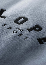 oversize grå college crewneck med broderad logotype i svart