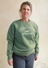 stable mum gets shit done, college sweater in green for all pony moms