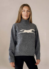 Lope wool polo knit tröja i 100 ull - Gråmelerad på modell