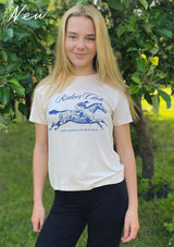 Riders Club derby T-shirt ljusrosa junior. Vintage derby race horse print