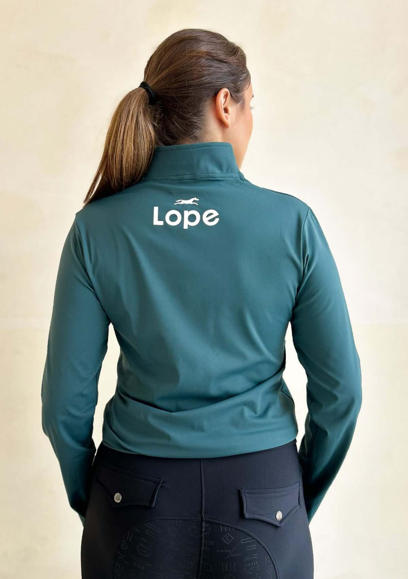 long sleeve quater zip riders top in emeral green from lope