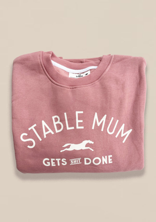 Stable mum gets shit done college sweater lope.se. soft and wam in peachy pink