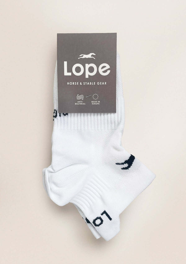 Q-SKIN SHORT RIDING SOCKS, WHITE & BLACK