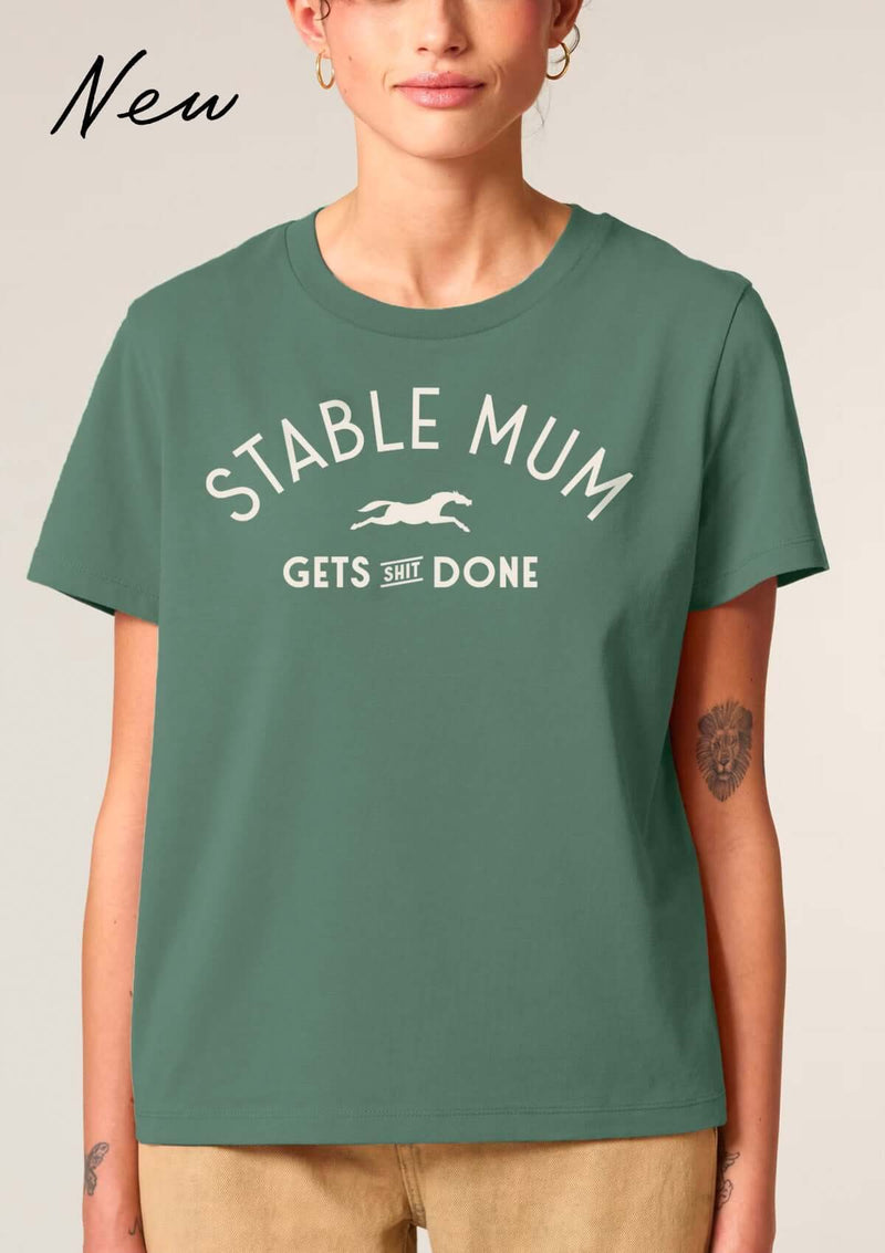 stable mum ets shit done T-shirt i grönt|lope