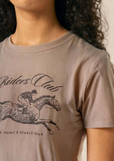 Riders Club derby T-shirt Griege. equestrian vintage horse print