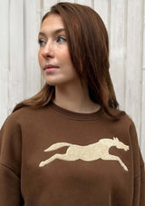 HORSE CREW Oversized Sweatshirt, Brown