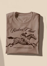 Vintage equestrian Derby T-shirt griege t-shirt med race horse tryck i mju modalkvalitet