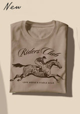 Riders Club derby T-shirt Griege juniorRiders Club derby T-shirt Griege. equestrian vintage horse print