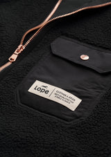 Fleecejacka junior windstopper svart detalj