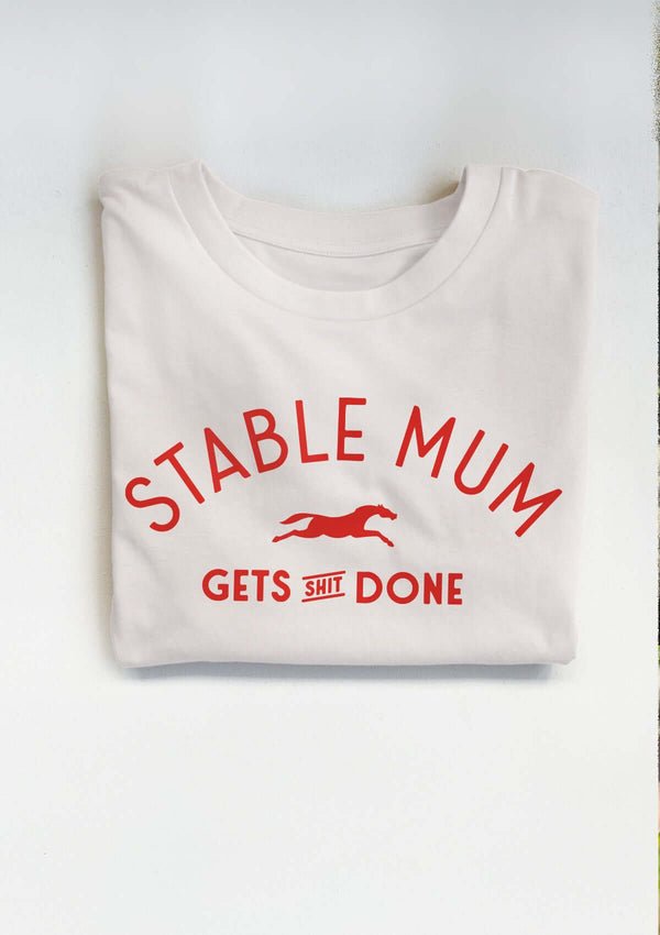 off white stable mum gets shit done t-shirt
